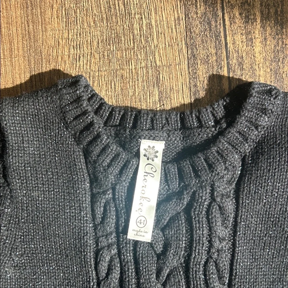 Black shimmer Knit Dress with Ruffle Hem